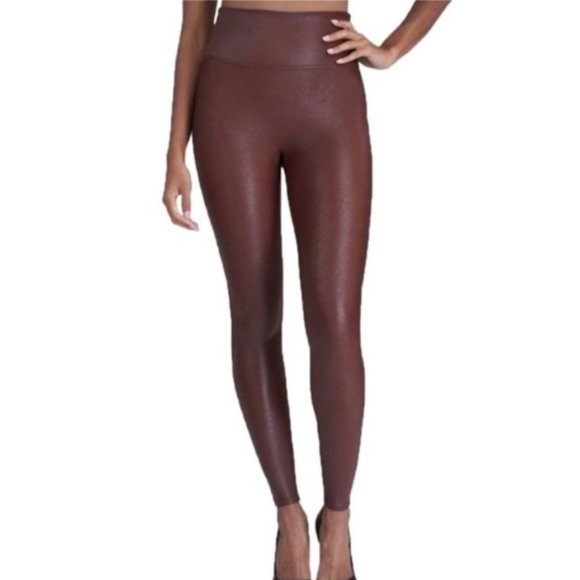 SPANX Pants - Spanx Faux Leather Leggings in Mahogany